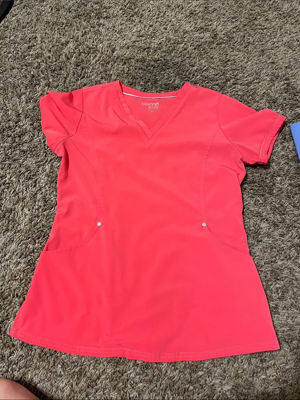 Barco One Coral Pink V-Neck Scrub Top - Women's Short Sleeve